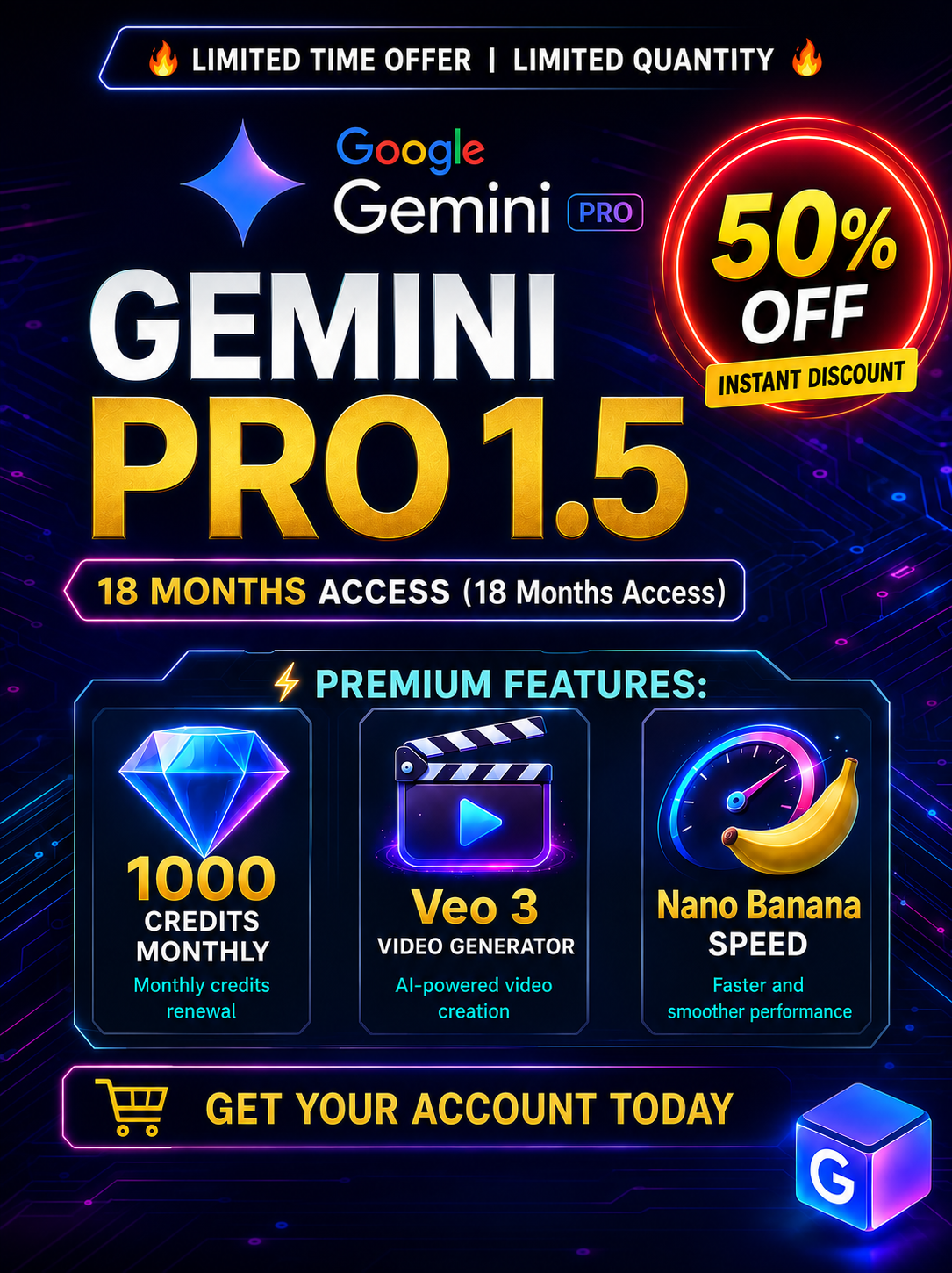 Gemini Pro Access (18 Months) + 5TB Google Cloud Storage - Activation Link